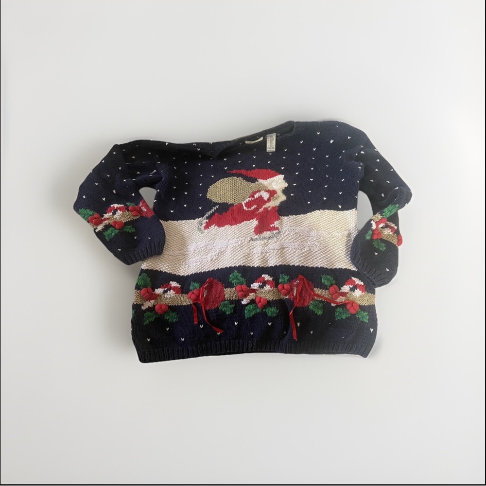 Vintage Lauren Hansen Santa sweater Arlando Size small ugly holiday Christmas